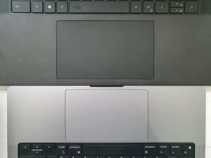 Сравните размер тачпада MacBook и Dell XPS